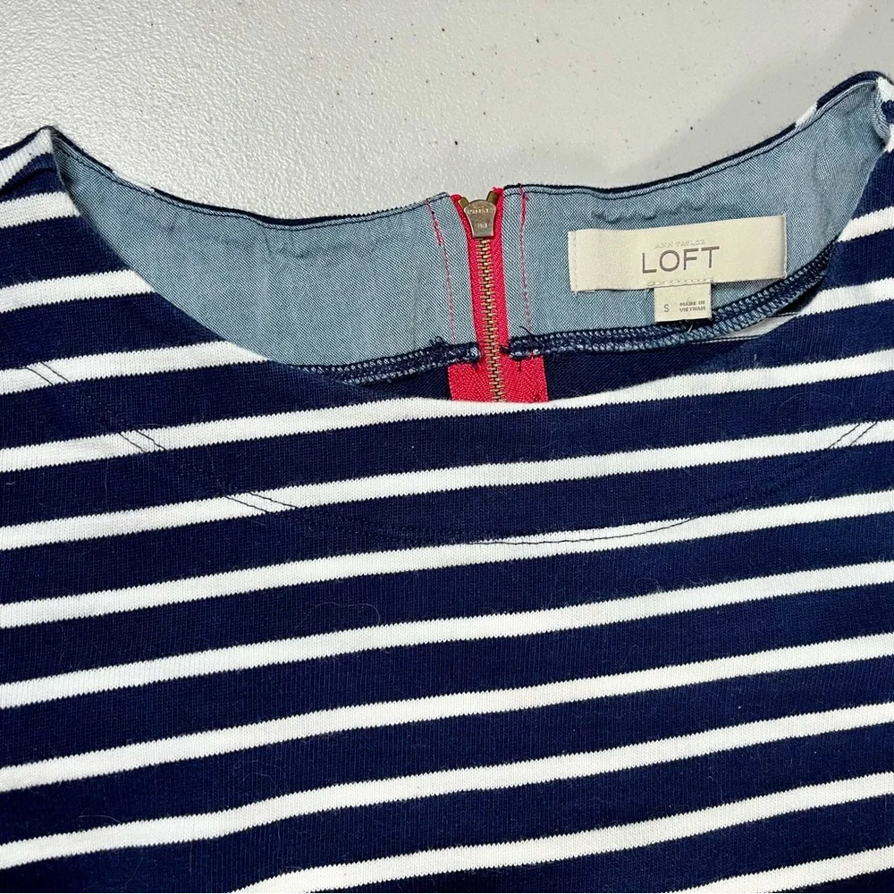 LOFT Navy and White Striped Dress , Small - Picture 6 of 15
